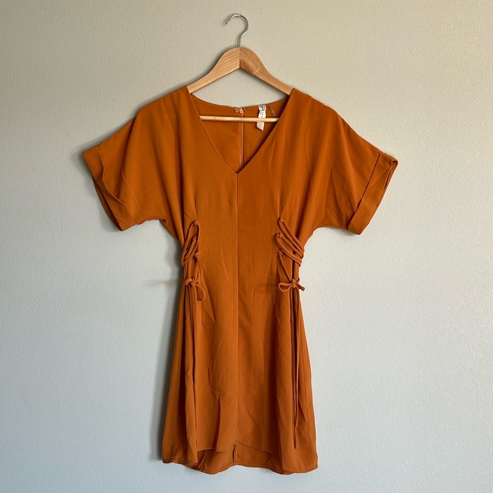 Tangerine Side Tie Blue Blush Dress - Small
